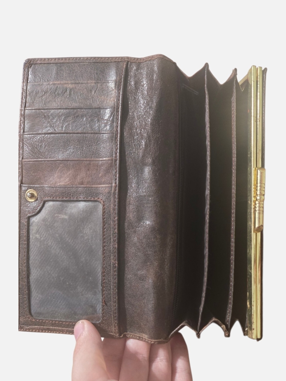 Mens Brown Leather Accordion Wallet